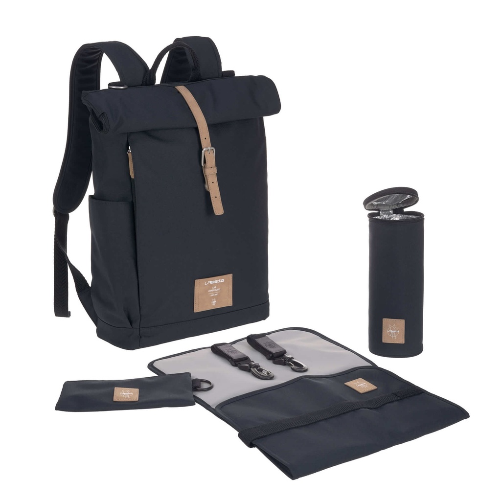 Sac à dos à langer - Lässig - Rolltop, bleu nuit 