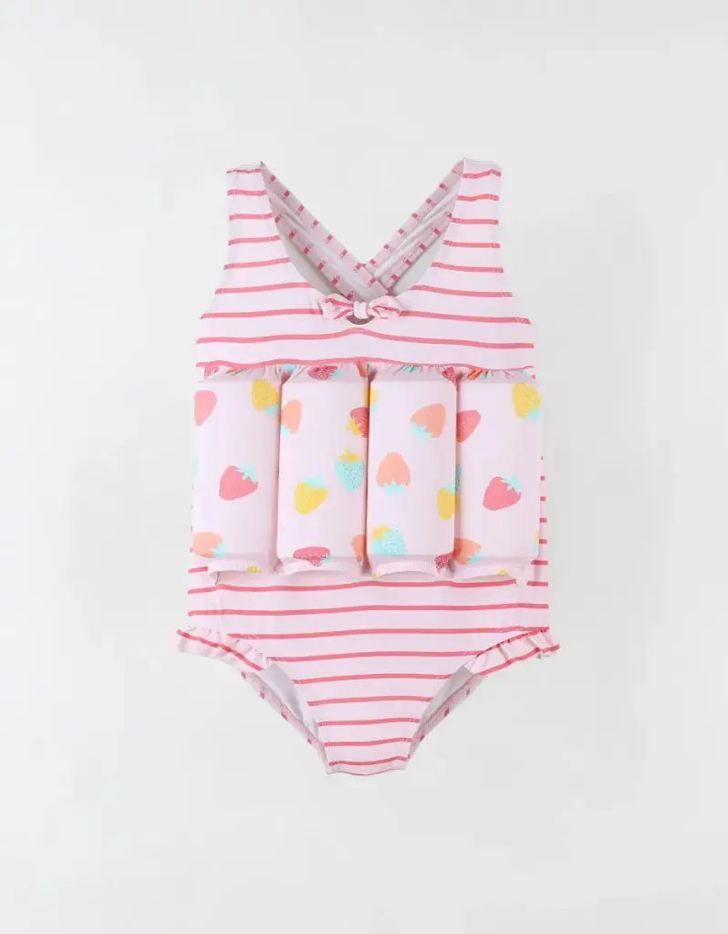 Maillot bouée - Archimède - Rayé à imprimés fraises 12 mois