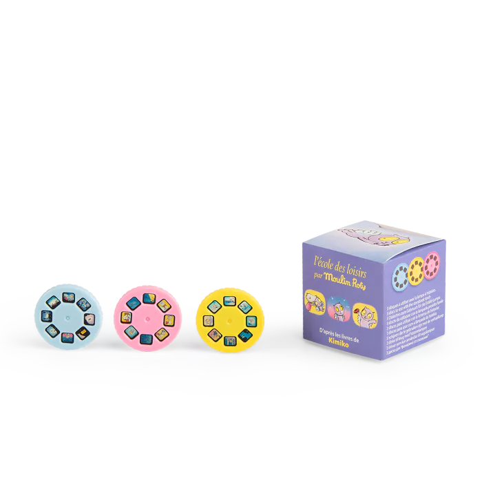 Boîte de 3 disques pour lampe à histoires - Moulin Roty - L'école des loisirs ( croque - bisous ) 