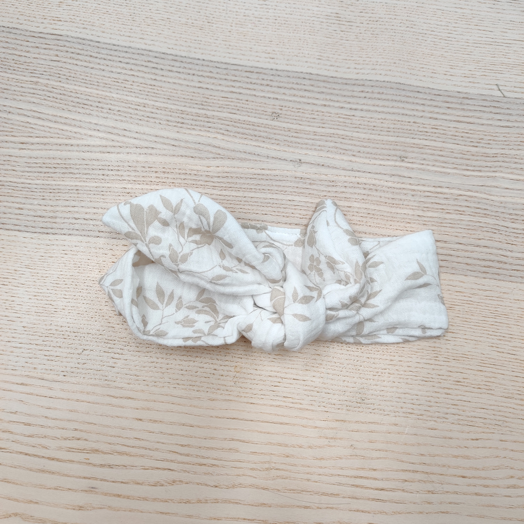 Bandeau - Fleur de coton - Feuillage beige 