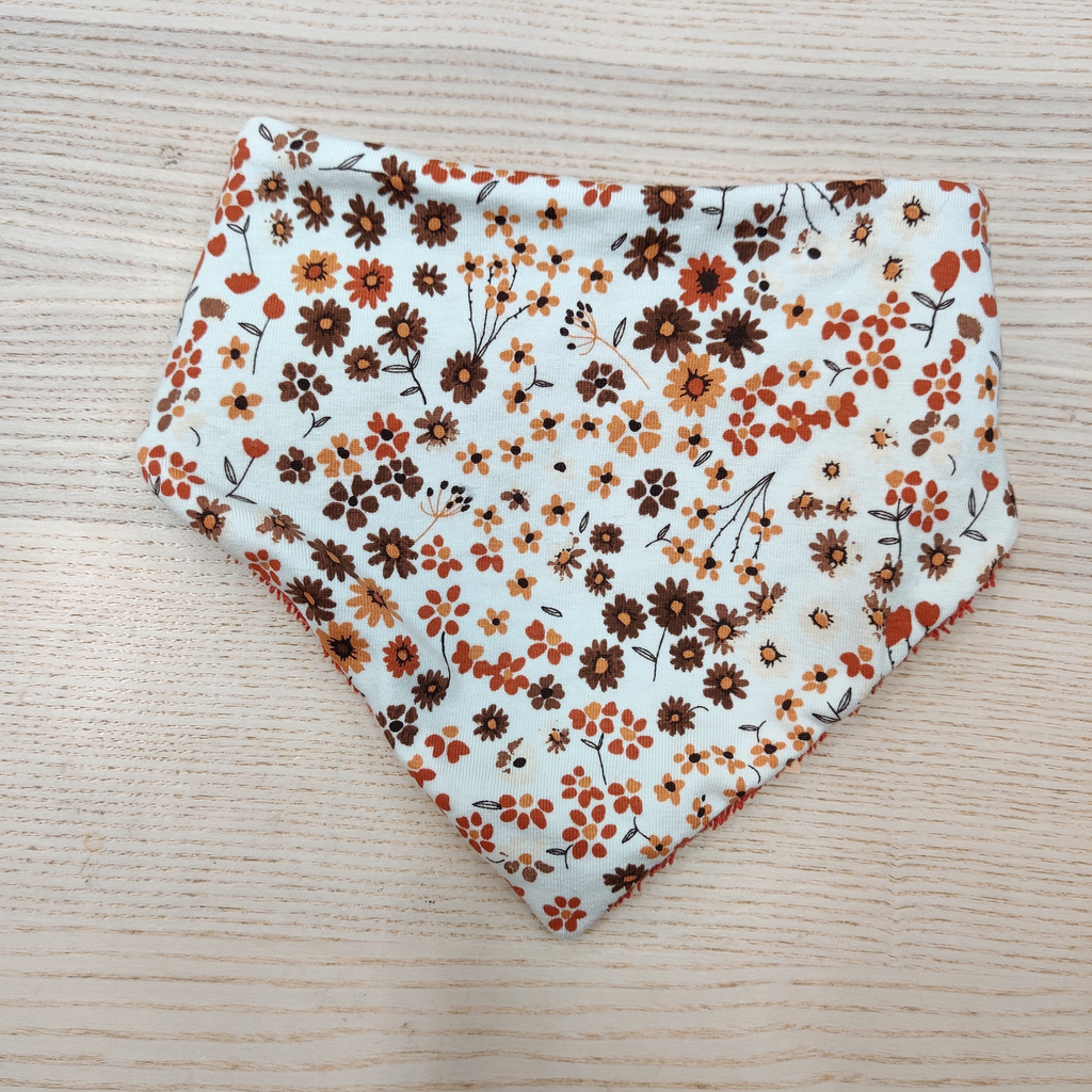 Bandana mi-saison  - Stela -  Fleuris brun orangé