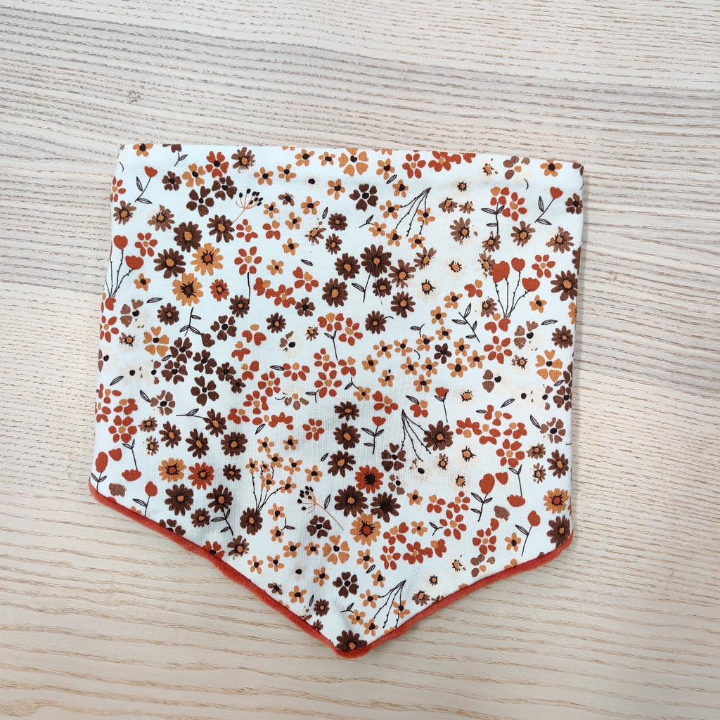 Bandana XL mi-saison - Stela - Fleuris brun orangé 