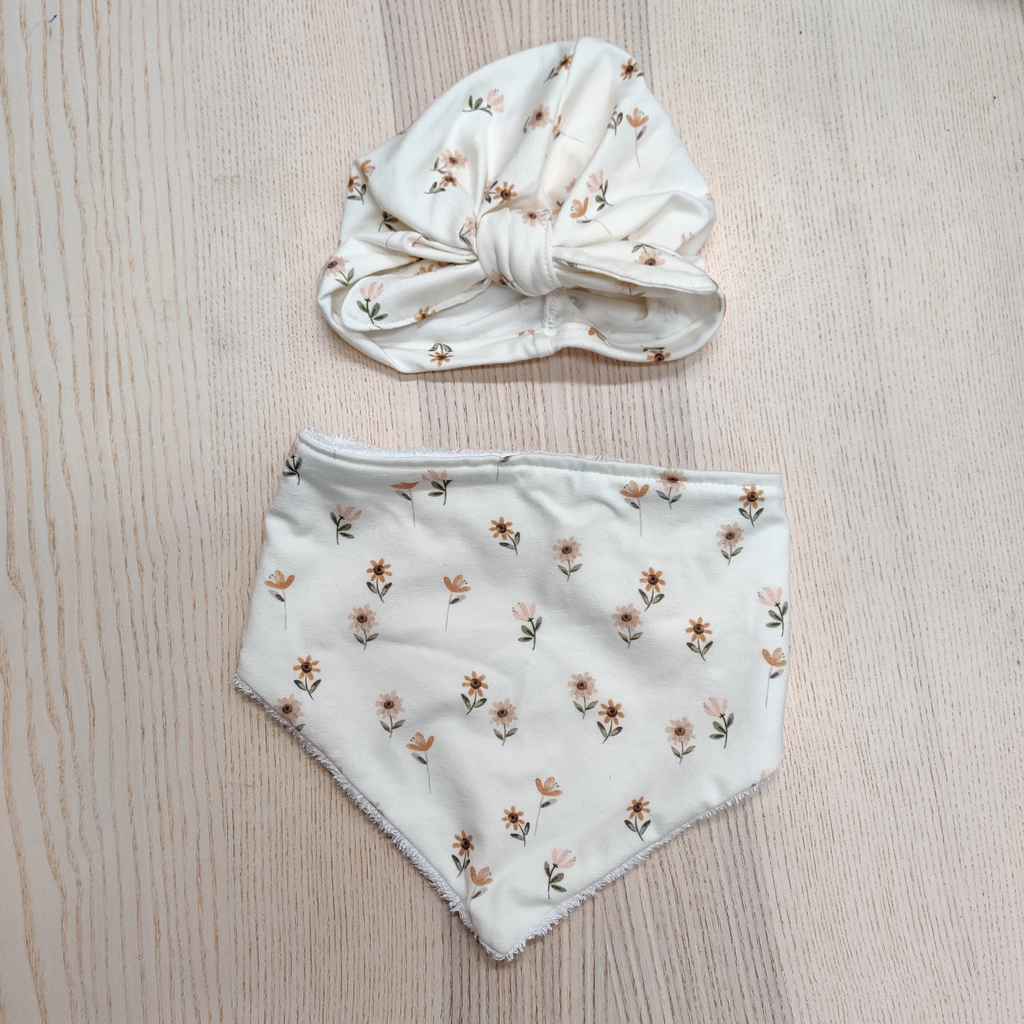 Ensemble - Fleur de coton - Fleurs oranges, rose pale 