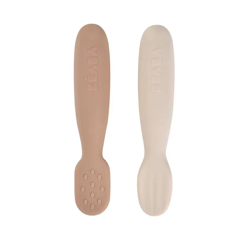 Lot 2 pré-cuillères d'apprentissage silicone - Beaba - Pralin/Argile