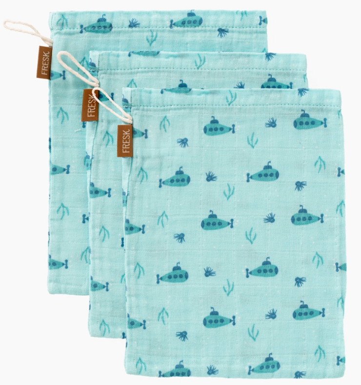 Gants de toilette - Fresk - Coton bio (sous-marin)