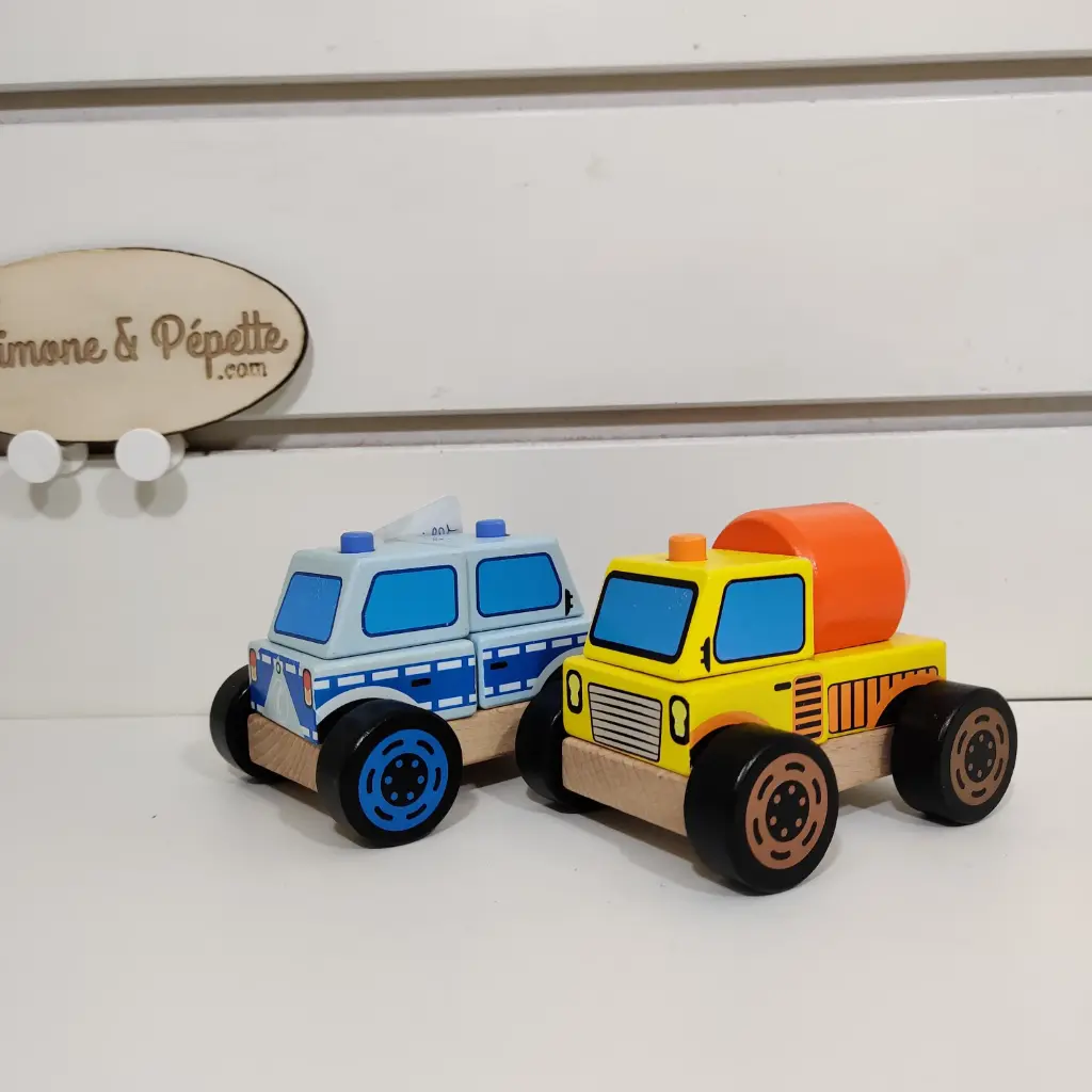 2 voitures puzzle en bois