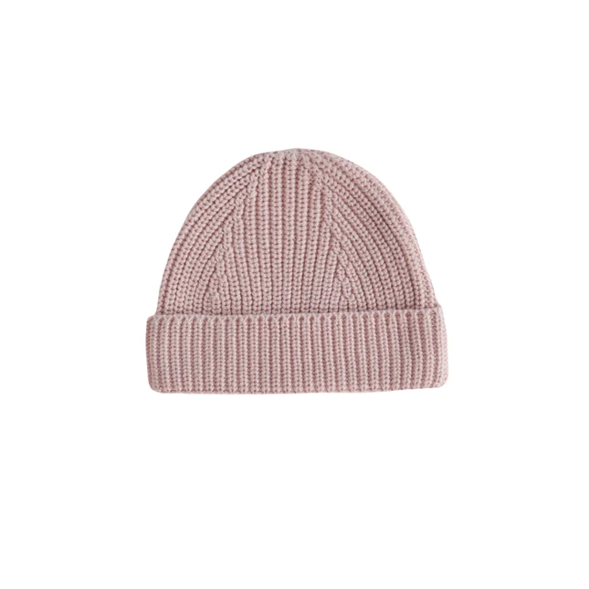Bonnet en coton - Mushie - Rose (0-3m)
