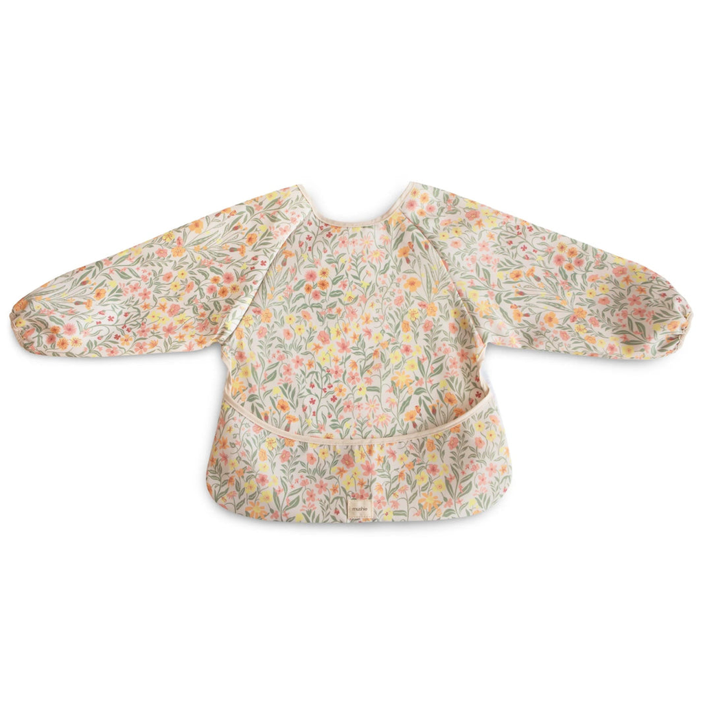 Bavoir à manges longues - Mushie - Pastel blooms 