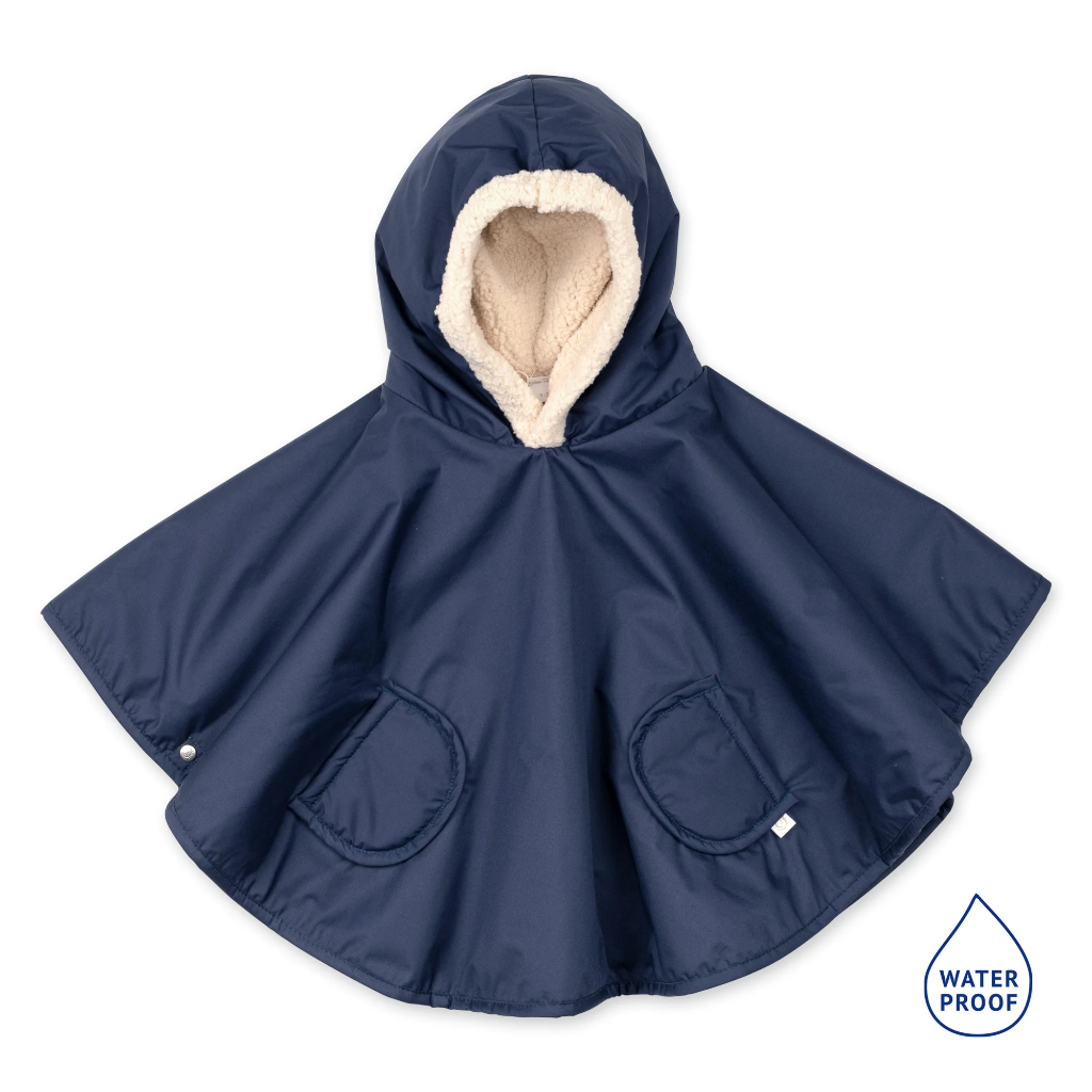 Poncho de voyage -Bemini - 9-36m waterproof teddy navy oeko-tex  