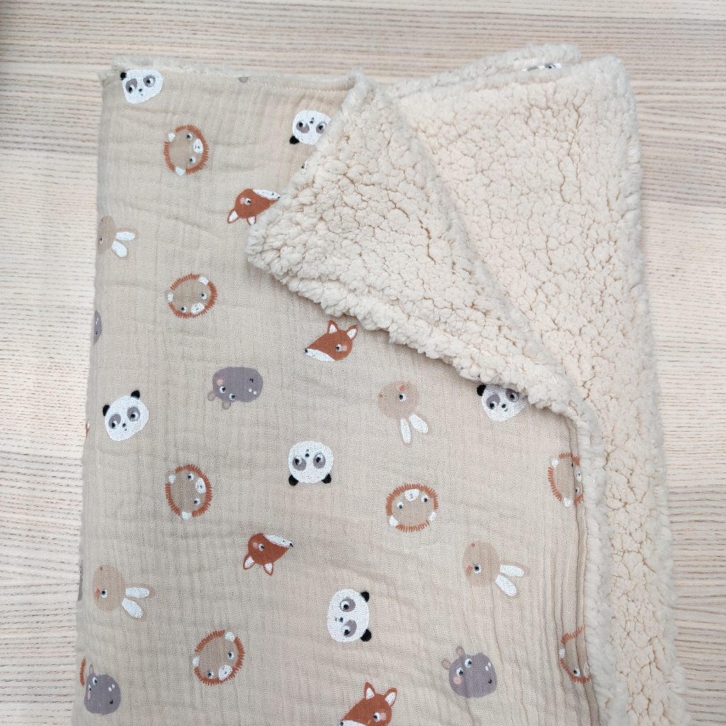 Couverture - Fleur de coton - Animaux  1mx1m  