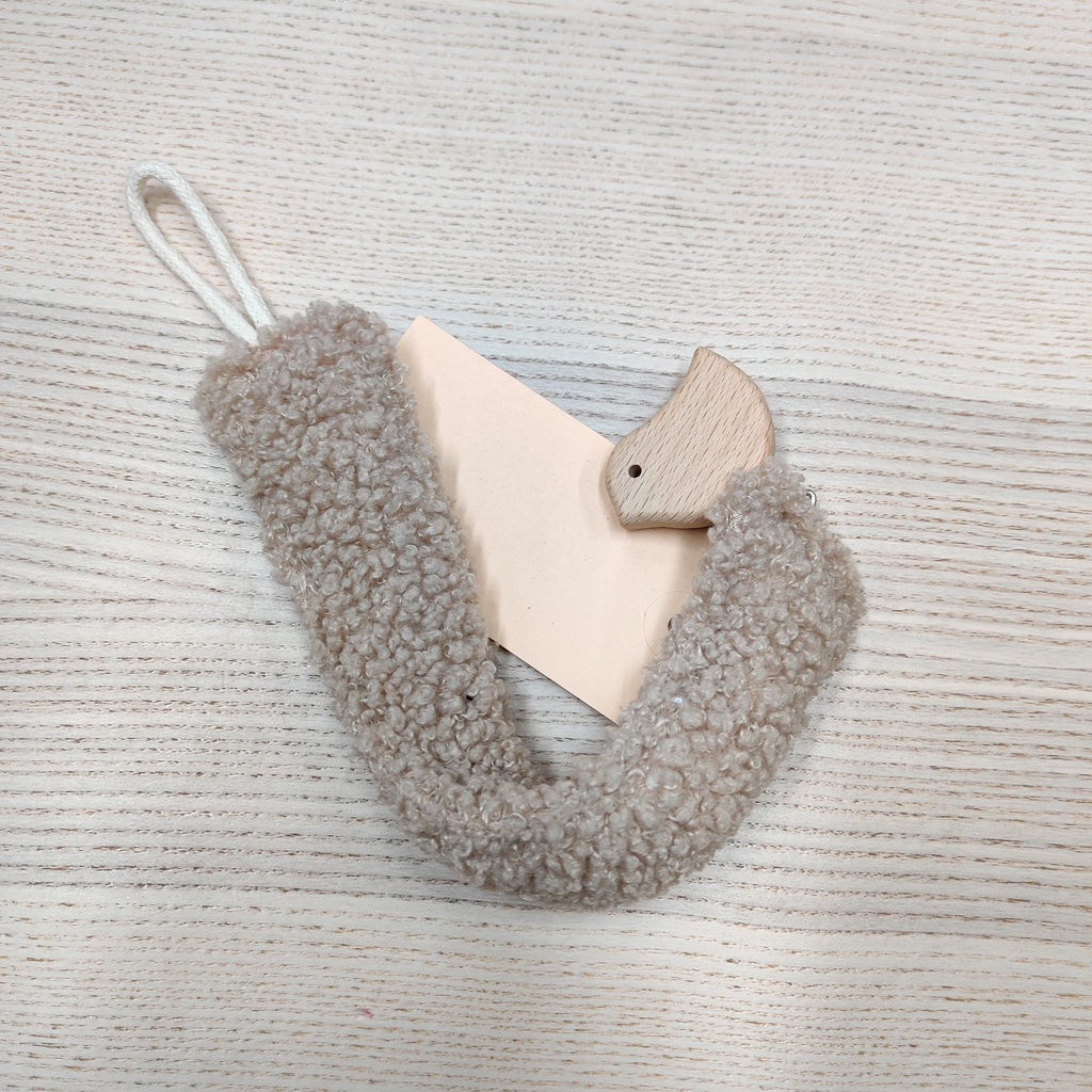 Attache tétine - Fleur de coton - Mouton beige 