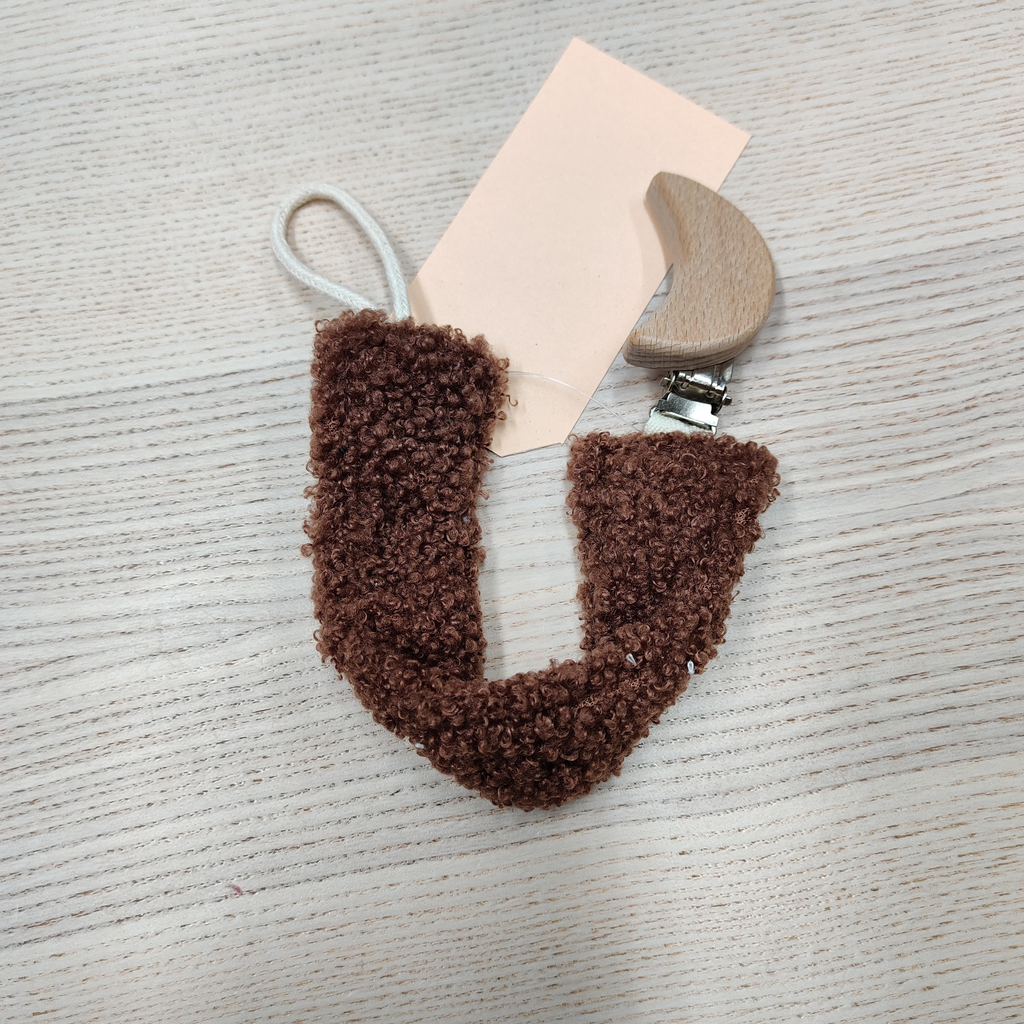 Attache tétine - Fleur de coton - Mouton brun