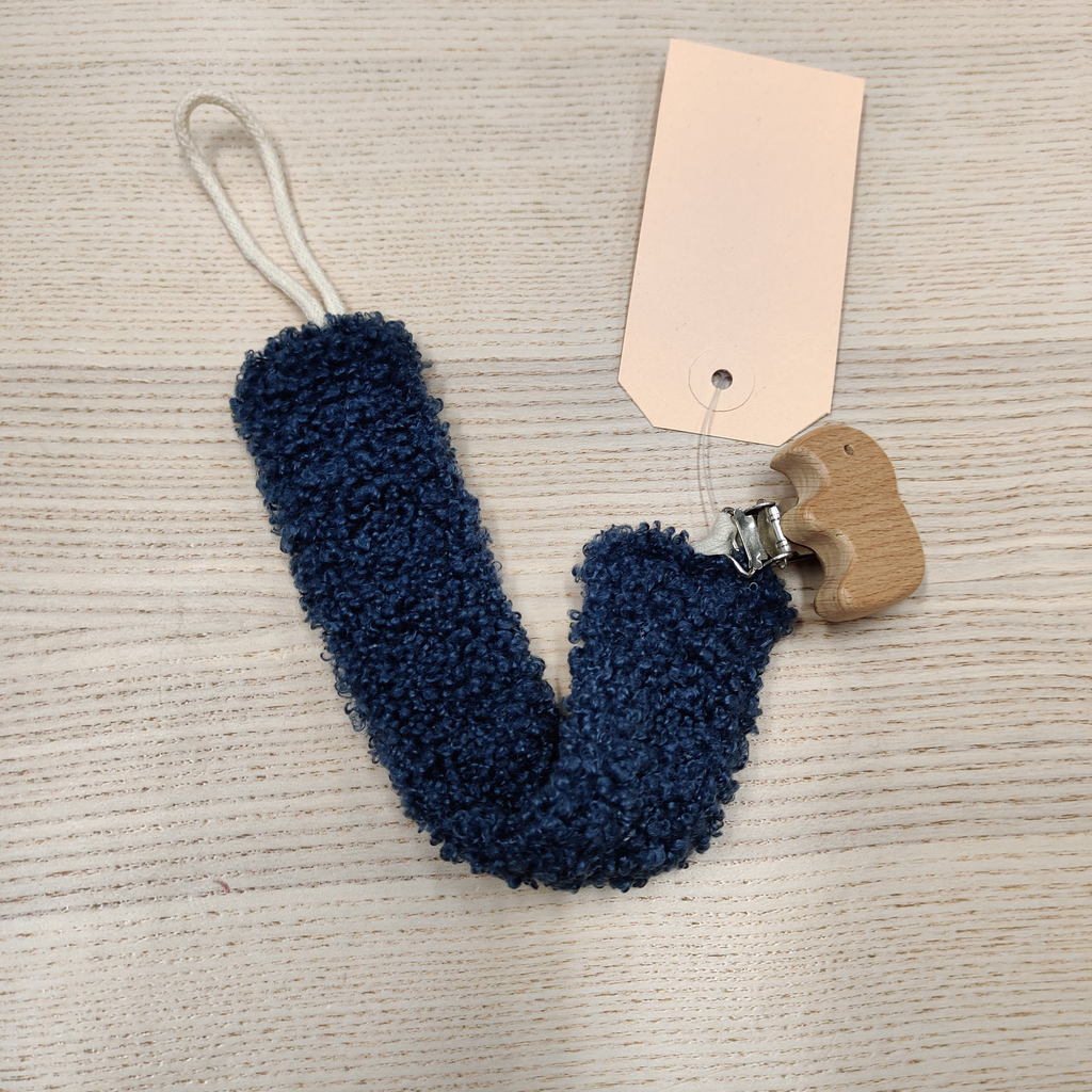 Attache tétine - Fleur de coton - Mouton Bleu marine