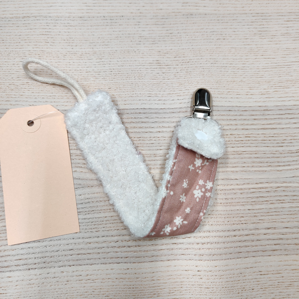 Attache tétine - Fleur de coton - Mouton Fleurs blanches 