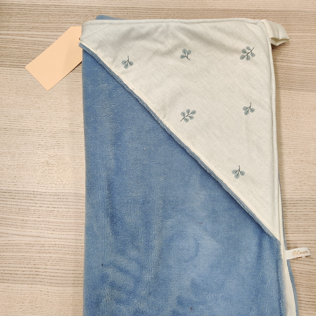 Cape de bain - Fleur de coton - Bleu 90x90   