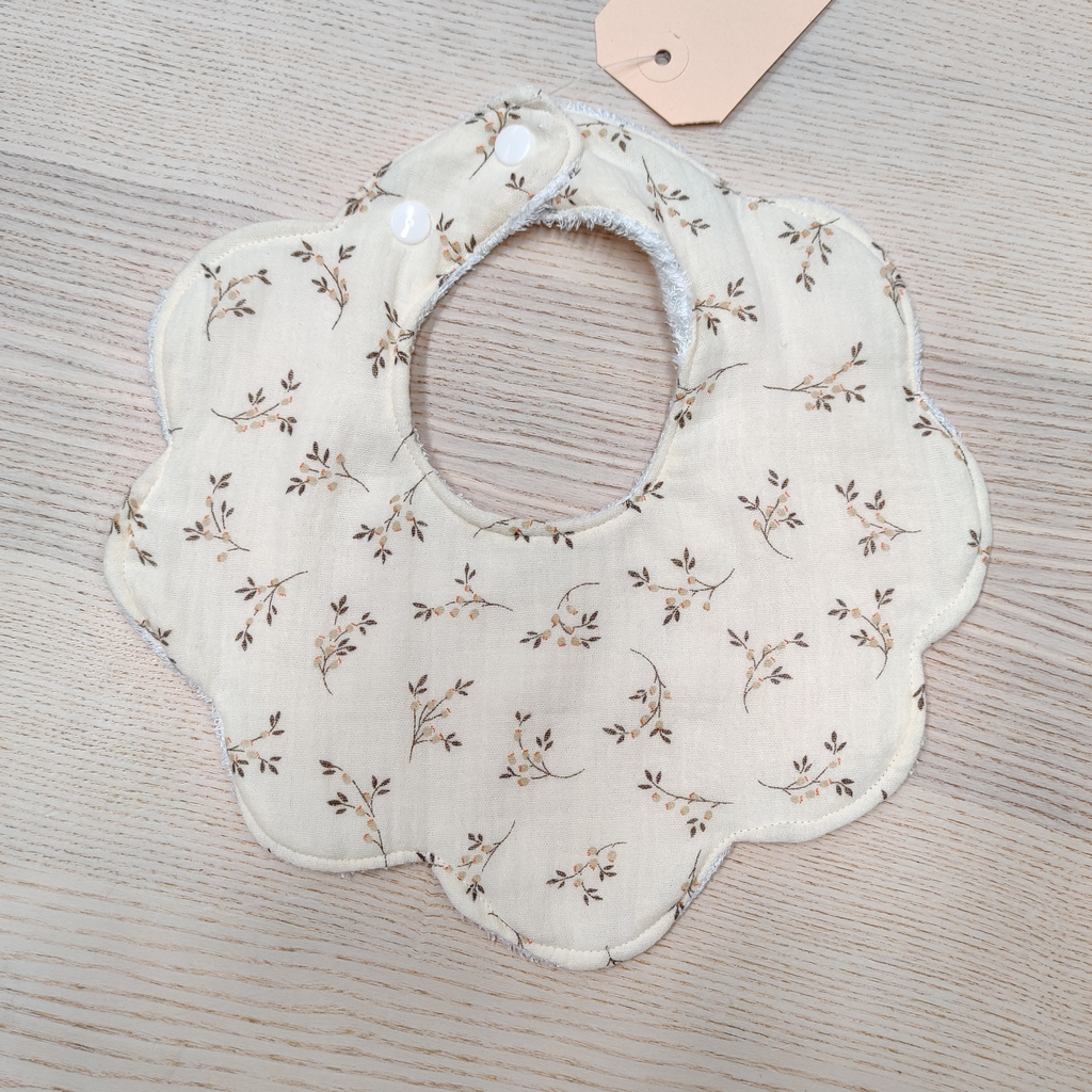 Bavoir - Fleur de coton - Crème, olives 