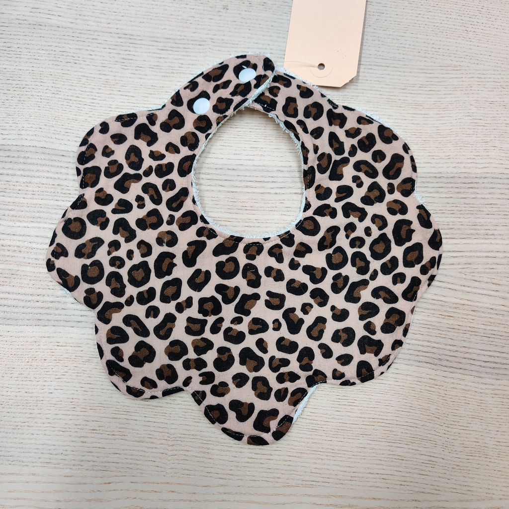 Bavoir - Fleur de coton - léopard 