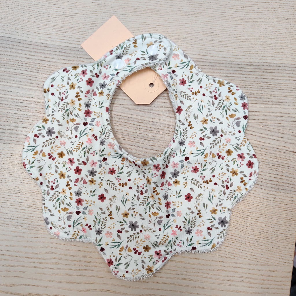 Bavoir - Fleur de coton - Fleurs, cerises 