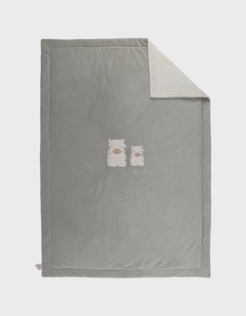 Couverture - Noukie's - Brodée Vert Kaki 100x140cm en Veloudoux 