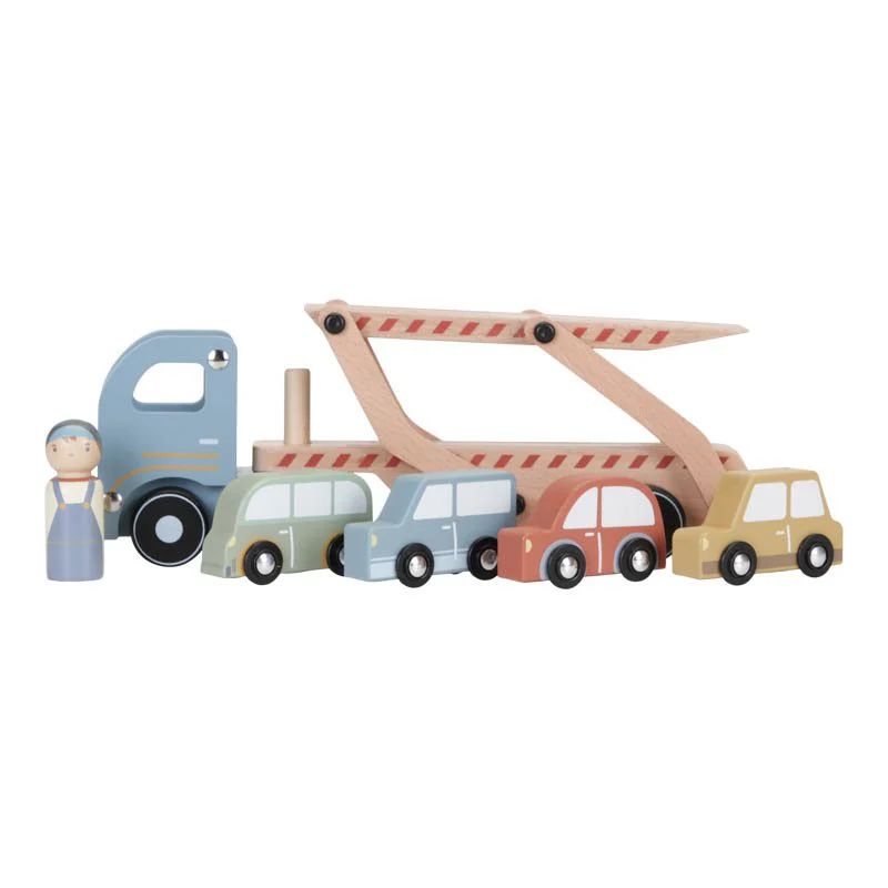 Camion en bois - Little dutch - Voitures Verte, bleu, rouge et jaune 