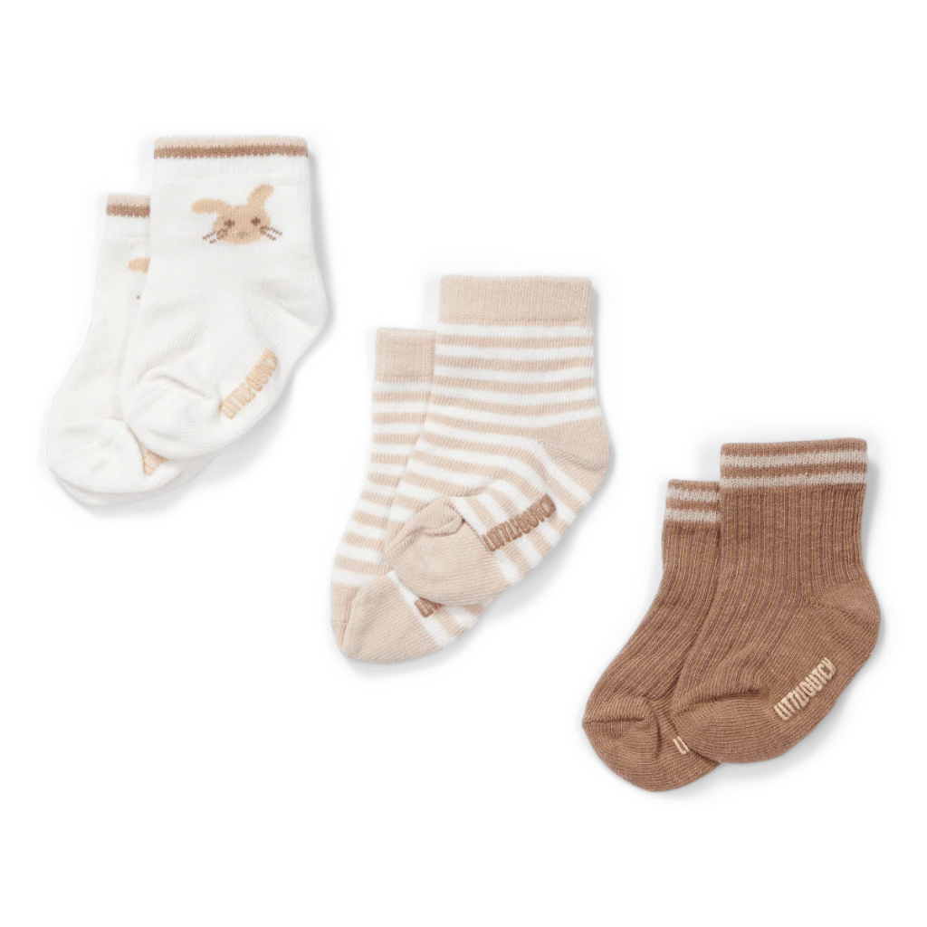 Lot de 3 chaussettes - Little dutch - Bébé lapin, couleur sable 