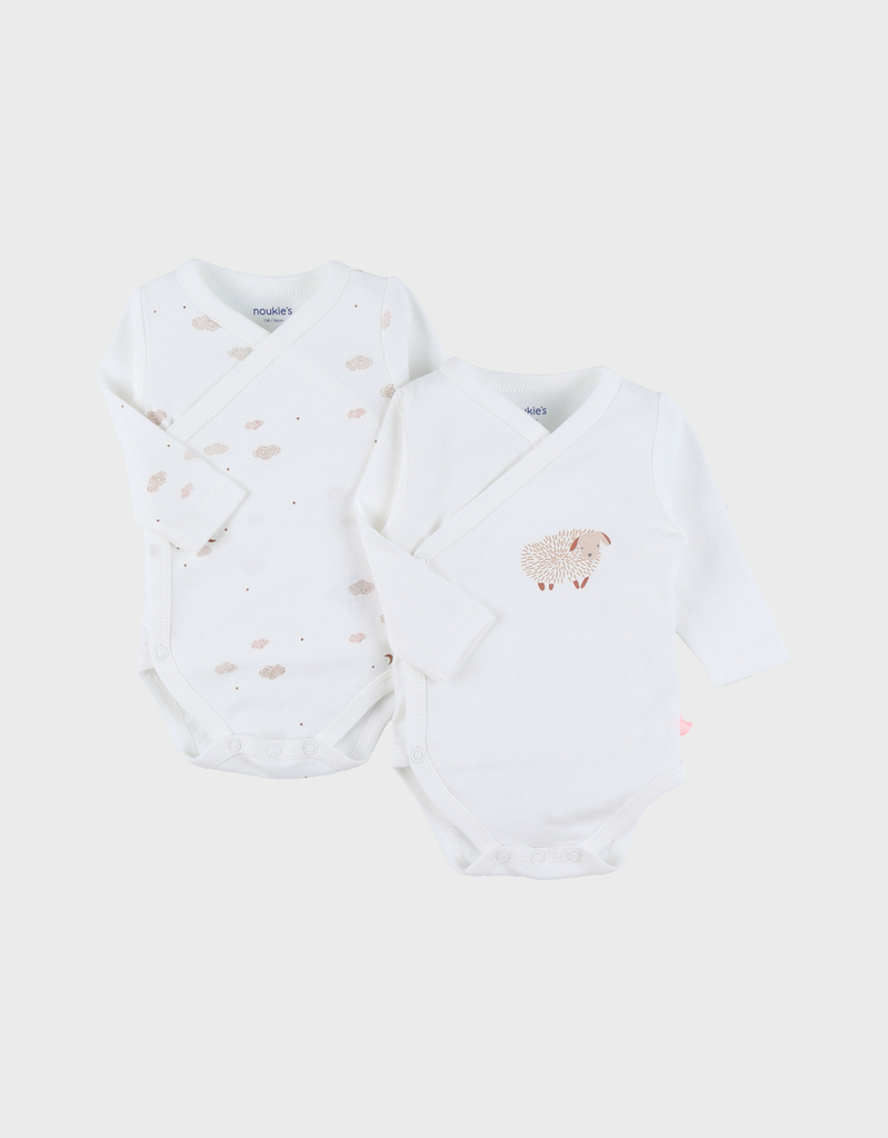 Set de 2 bodys croisés - noukie's - Coton bio 3 mois, imprimé mouton   