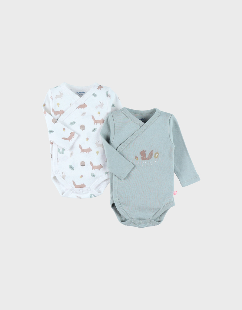 Set de 2 bodys croisés - noukie's - Coton bio 12 mois,  écureuil          
