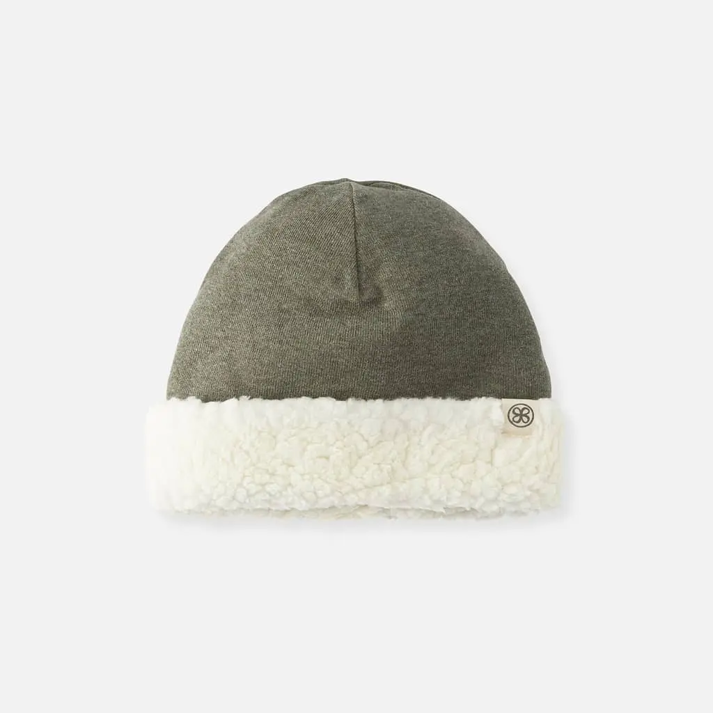 Bonnet réversible - Cloby - Teddy vert forêt 6/12 mois   