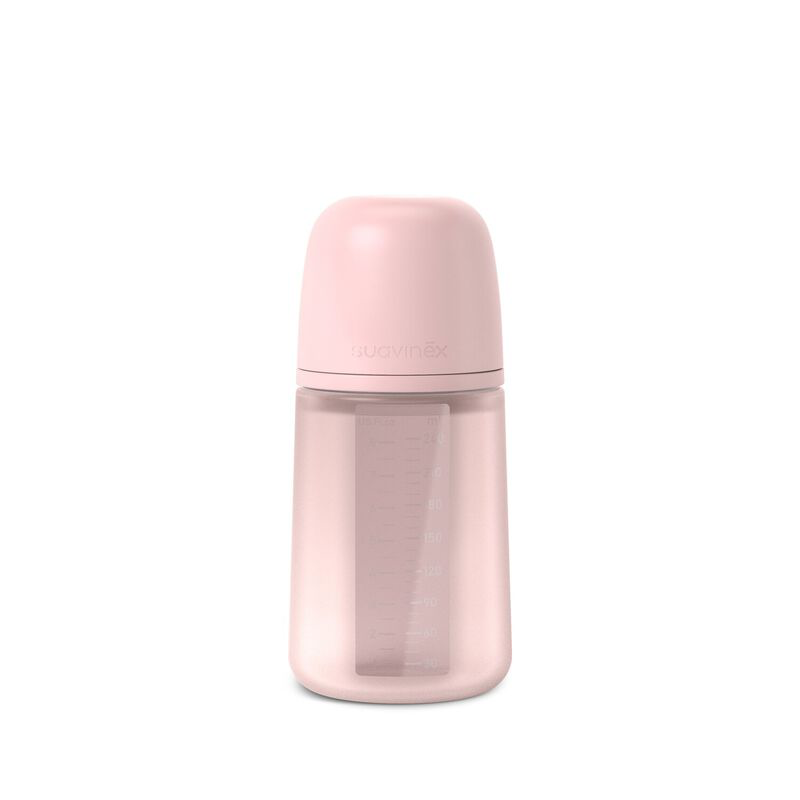 Biberon en silicone avec tétine SX pro - Suavinex - Rose Débit M. 240 ml