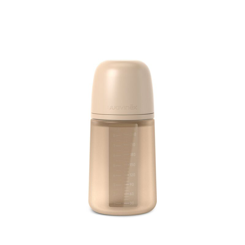 Biberon en silicone avec tétine SX pro - Suavinex - Brun nude Débit M. 240 ml 