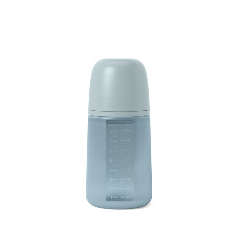 Biberon en silicone avec tétine SX pro - Suavinex - Bleu Débit M. 240 ml 