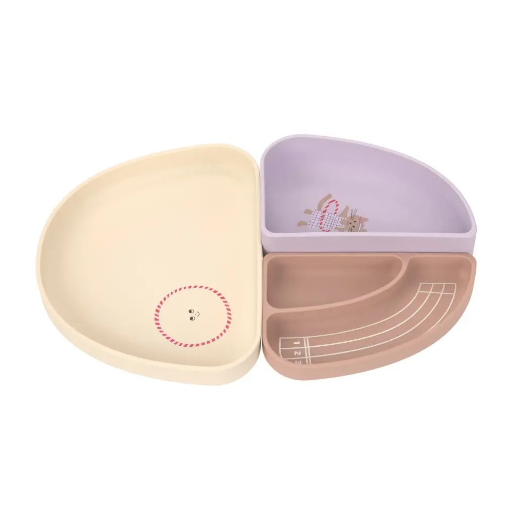 Lot de 3 assiettes  - Lässig - Tiny Team, Chat silicone