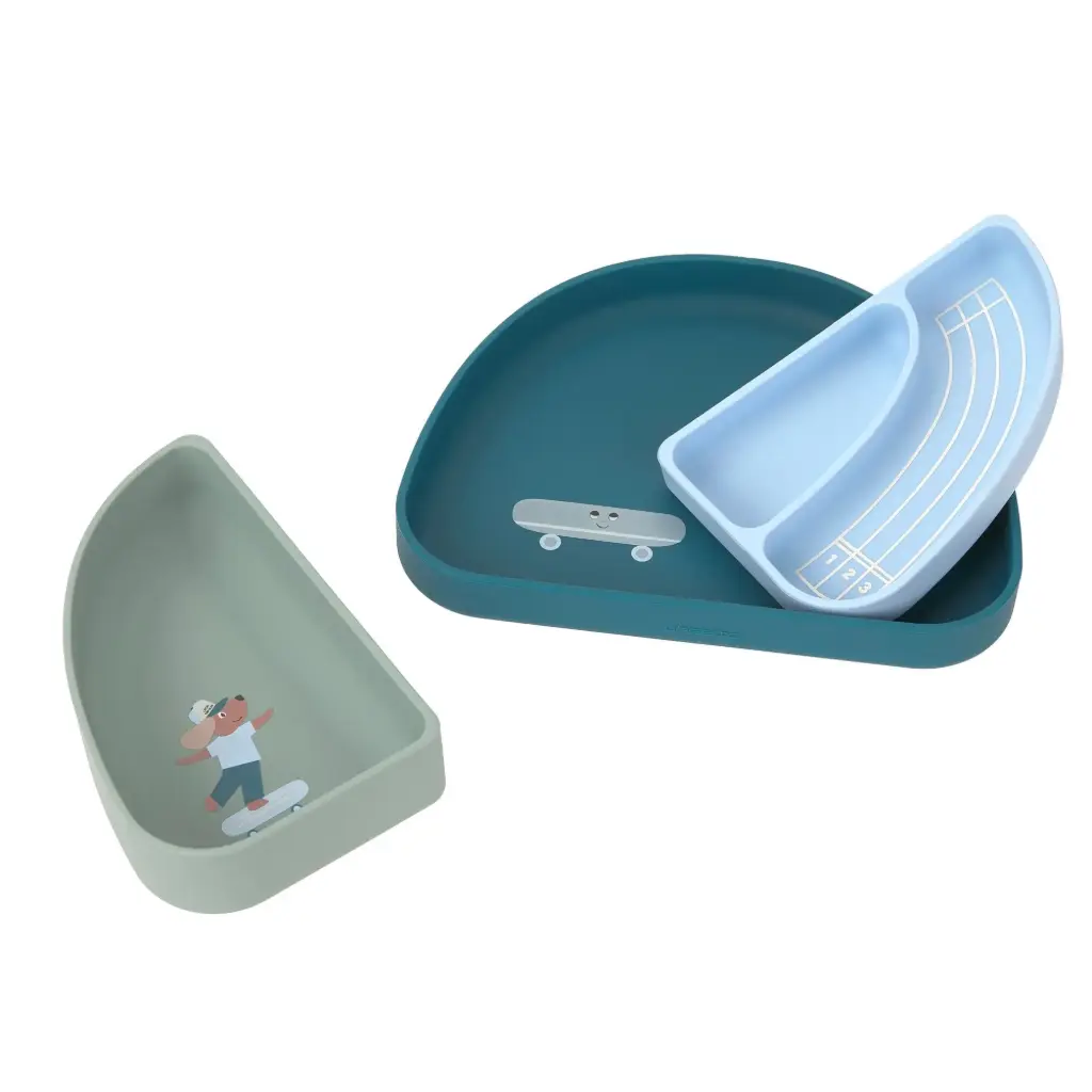 Lot de 3 assiettes - Lässig - Tiny Team, Chien silicone 