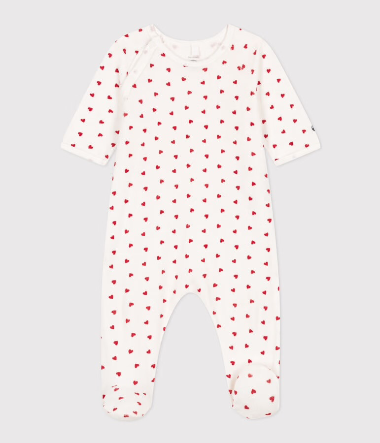 Pyjama en velours- Petit Bateau - Cœurs 1 mois (54cm)