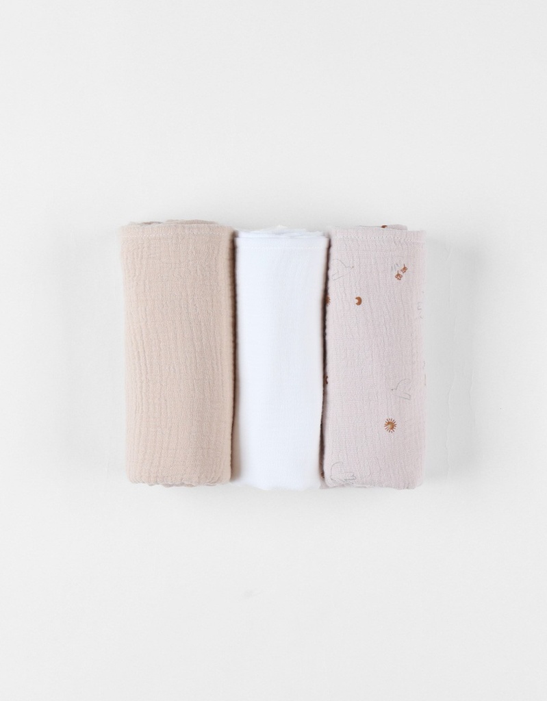 Set de 3 langes - Noukie's - Mousseline de coton