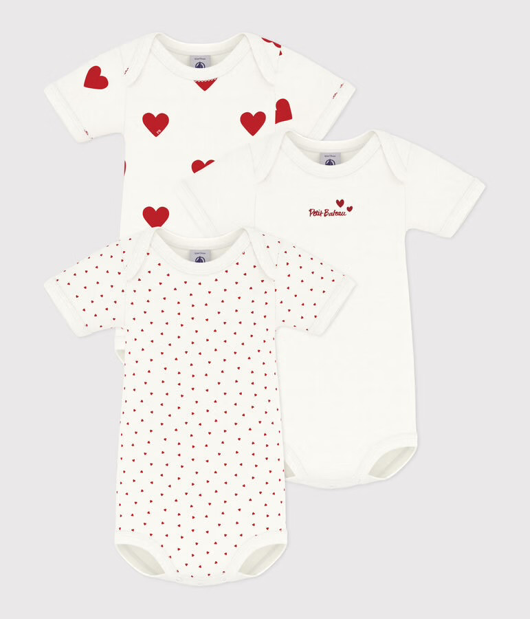 Lot de 3 bodies croisés manches longues - Petit Bateau - Cœurs 18 mois (81cm) 