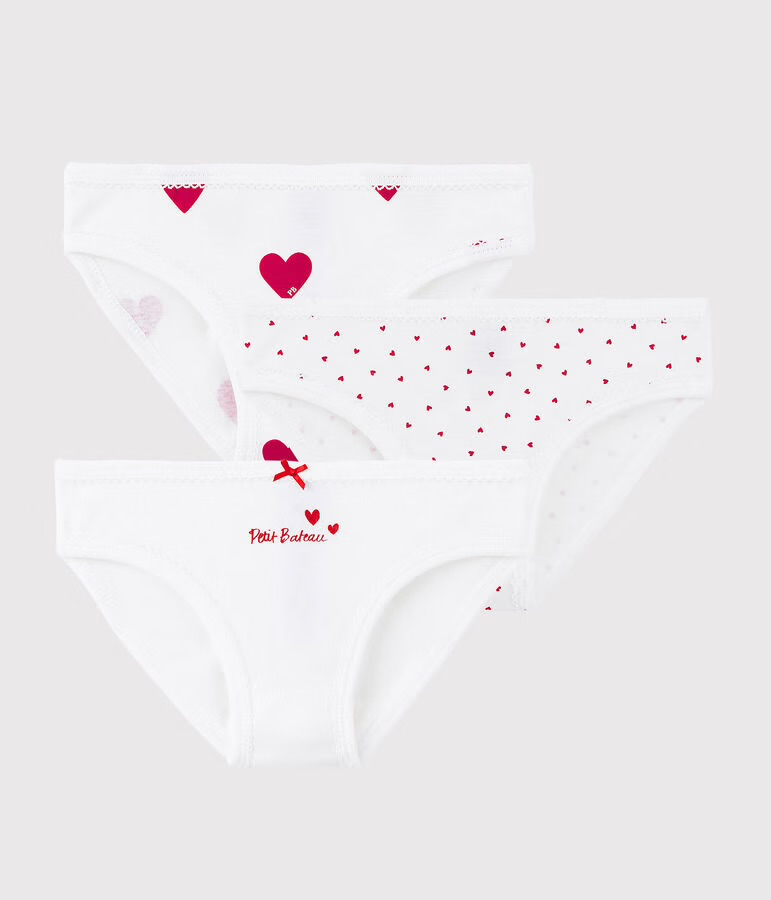 Lot de 3 culottes cœur en coton - Petit Bateau - Cœurs 3 ans (95cm)