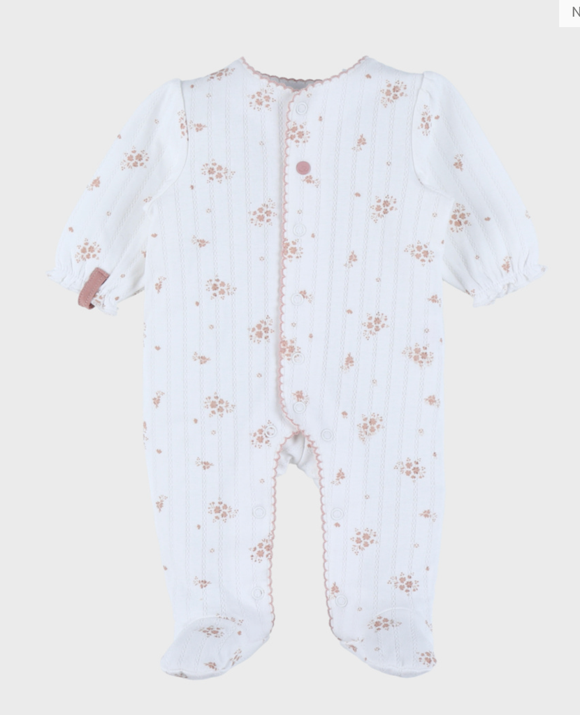 Pyjama en velours - noukie's - coton pointelle Blanc Fleur Brune 3M 