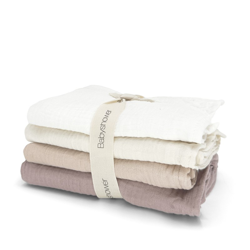 Lot de 4 langes Tetra - Babyshower - Little coloris Nude