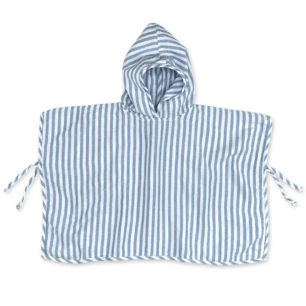 [5404042902257] Poncho de bain - Bemini - 9-36 mois Gaze de coton Bleu