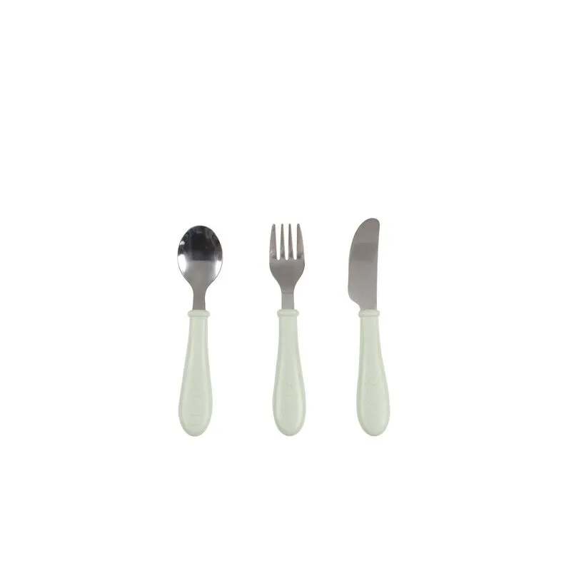 [3384349136420] Set de 3 couverts en inox - Beaba - Vert Gris