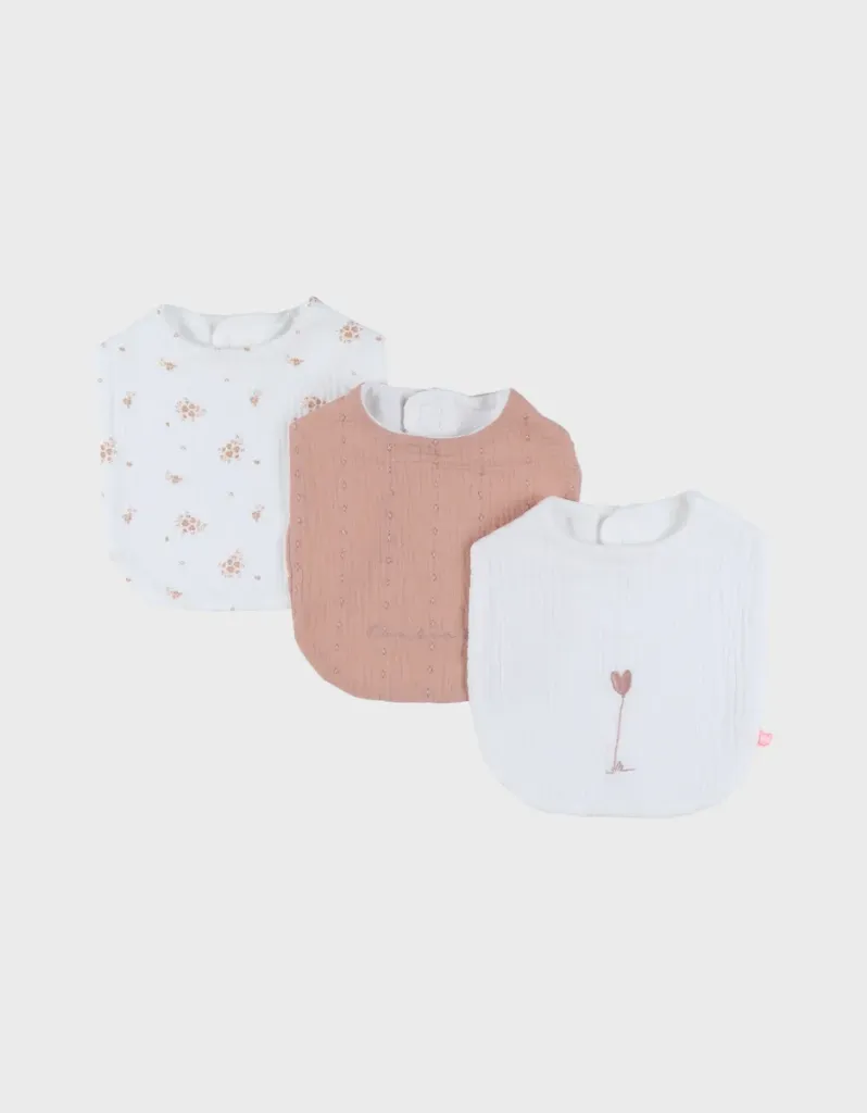 Lot de 3 Bavoirs  - Noukie's -  mousseline de coton bio et éponge
