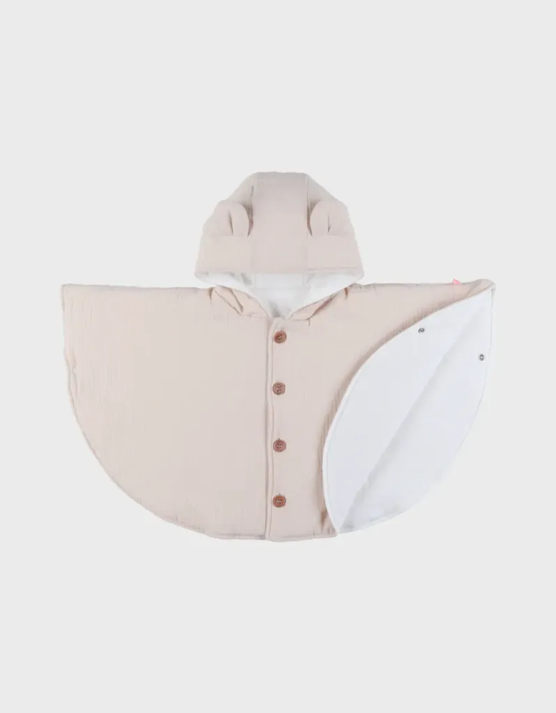 Poncho de voyage - Noukie's - mousseline de coton bio Beige T2