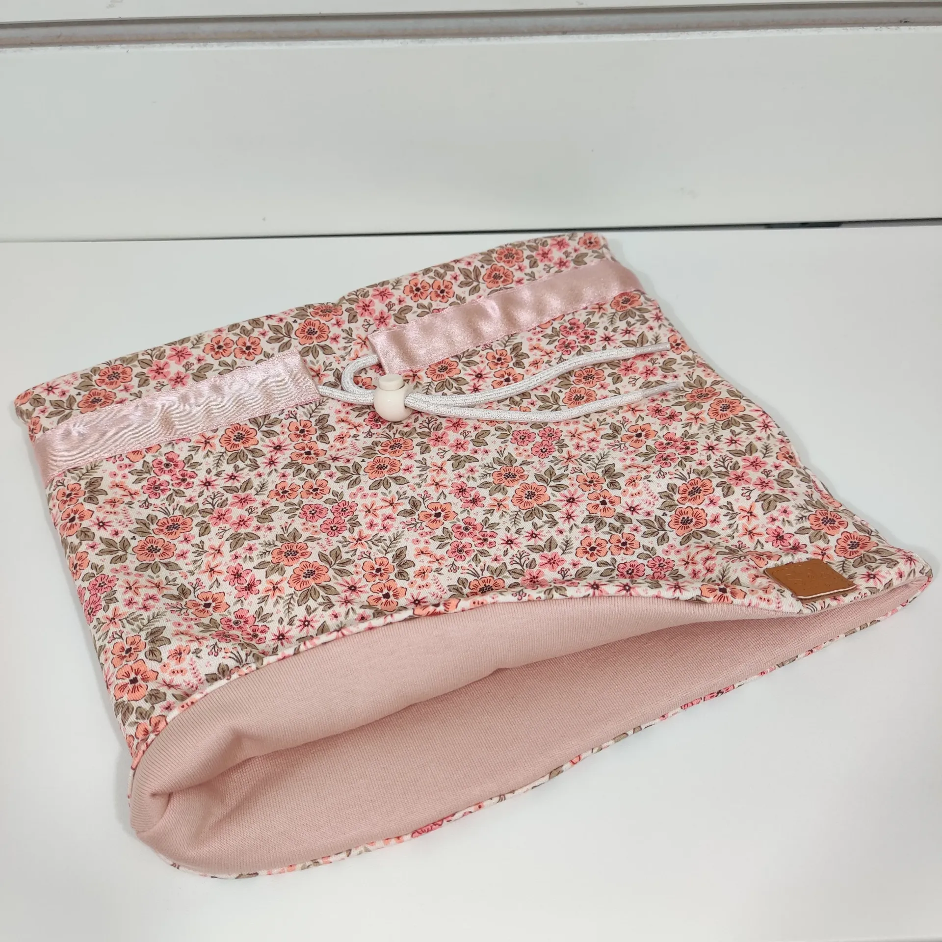 Col mi-saison avec prénom - Stela -  Fleur rose-orange (2/10 ans)