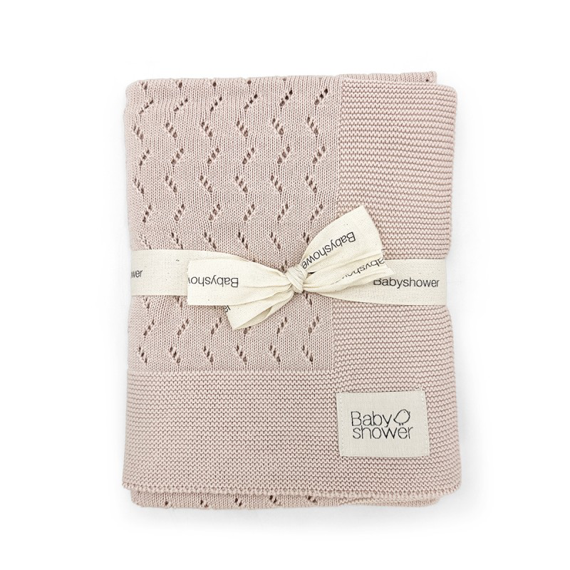 [5546904948574] Couverture tricot - Babyshower - classic nude