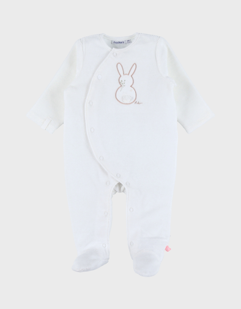 [5414220243270] Pyjama en velours - noukie's - lapin blanc brodé - 0 mois