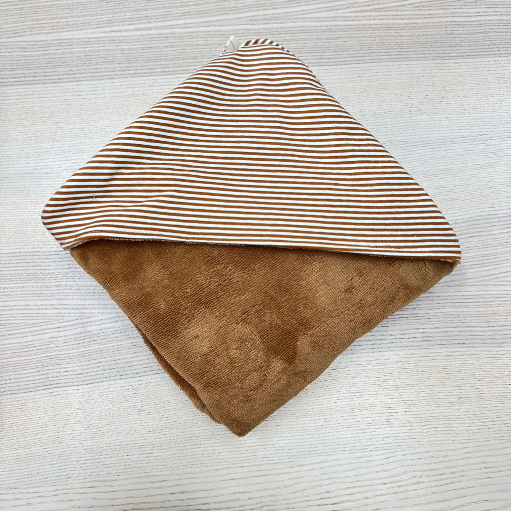 [FC-108] Cape de bain - Fleur de coton - Brun Rayé  90x90