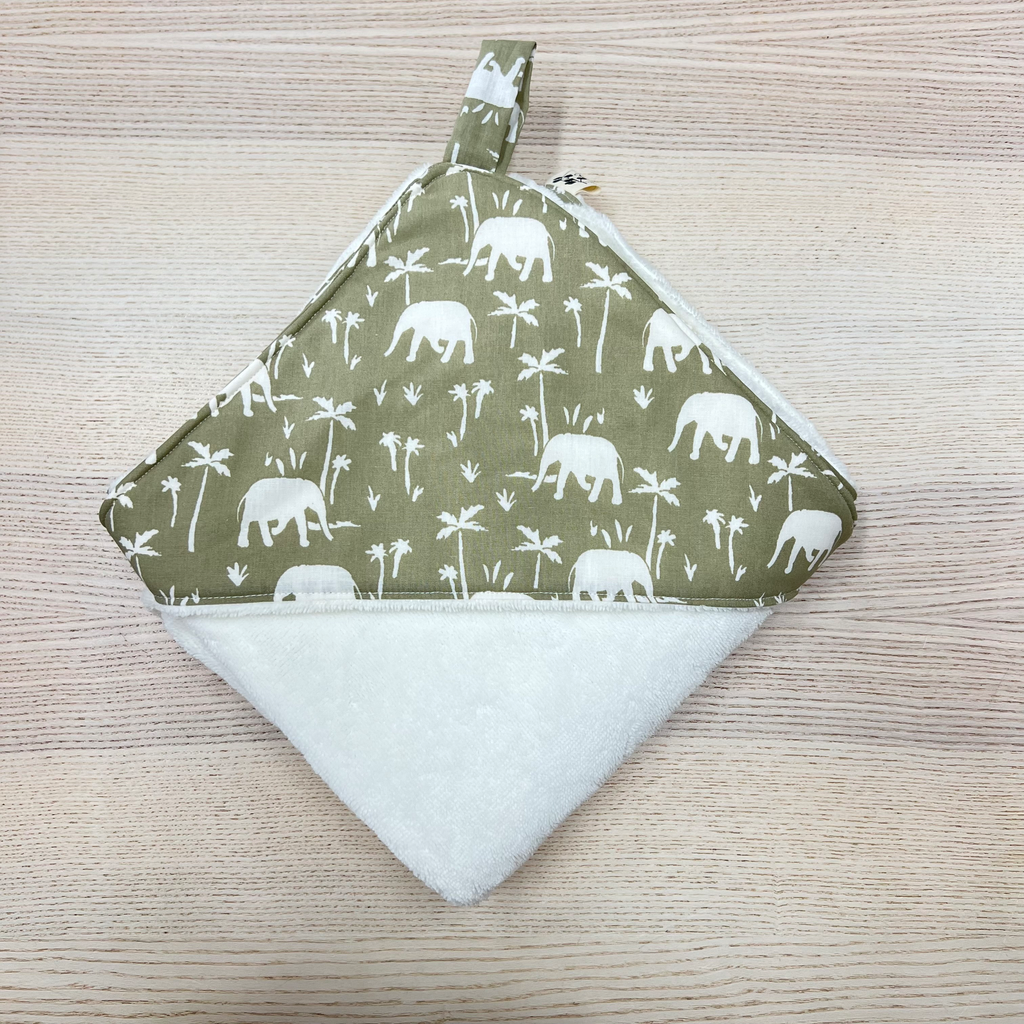 [FC-112] Cape de bain - Fleur de coton - Eléphant Blanc 90x90