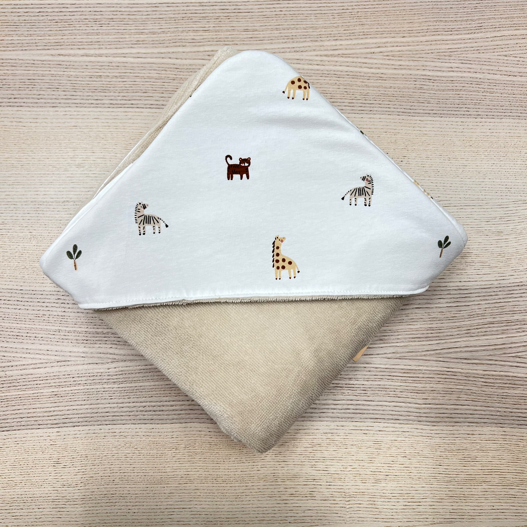 [FC-113] Cape de bain - Fleur de coton - Animaux de la savane 90x90