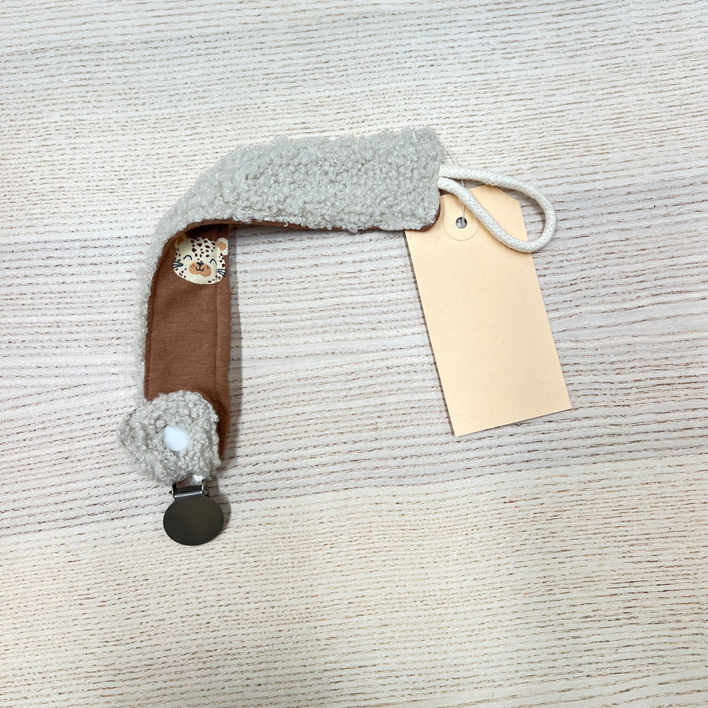 [FC-115] Attache tétine - Fleur de coton - Tedy Léopard